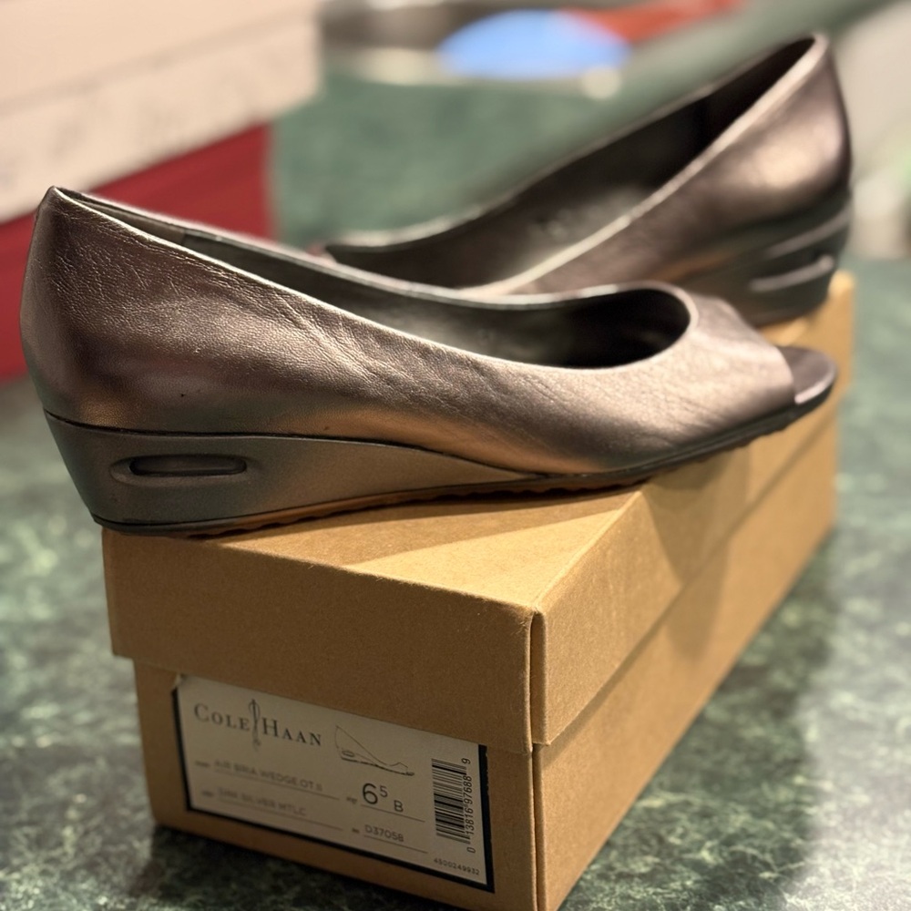 Cole Haan Women's Shiny Gray Wedges